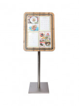 Securit® Tabule z tvrdého dřeva s nerezovým okrajem, 57x75 cm, Dub - Barový, restaurační servis a hotelové doplňky - LED nabídkové tabule