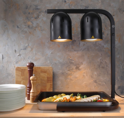 Infra 2-lampa stolní hliníková, stříbrná barva HENDI 273906 - Stolní zařízení - Indukce, Ohřev, Infra Lampy - Indukční vařiče, ohřev, infra lampy