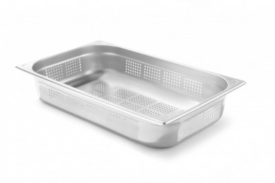 Gastronádoba GN 1/1-100 perforovaná nerez Kitchen Line HENDI 807132 - Gastronádoby, Nerezové nádobí - Gastronádoby - Gastronádoby Nerezové děrované