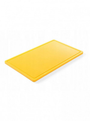 PE deska krájecí 1/1 HACCP žlutá s drážkou 530x325x15mm - Špalky na maso Masodesky Porcovací desky - Krájecí desky plastové