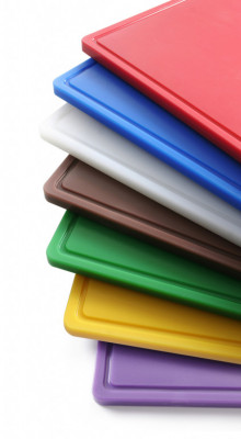 PE deska krájecí 1/1 HACCP žlutá s drážkou 530x325x15mm - Špalky na maso Masodesky Porcovací desky - Krájecí desky plastové