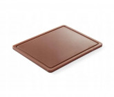 PE deska krájecí 1/2 HACCP hnědá s drážkou 325x265x12mm - Špalky na maso Masodesky Porcovací desky - Krájecí desky plastové