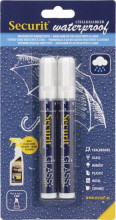 Securit® Silný voděodolný popisovač, šířka hrotu 2 - 6 mm / 2 ks v balení, White   (BL-SMA610-WT) - Barový, restaurační servis a hotelové doplňky - Popisovače na tabuli a sklo