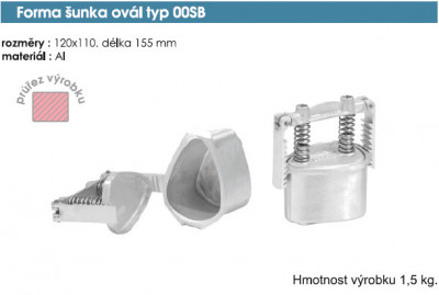 Al forma na šunku ovál typ 00SB 1,5kg - Formy na šunku a masné výrobky - Formy na šunku plné hliníkové