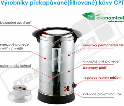 Jednoplášťový výrobník filtrované kávy CPT-10 s regulací - Termoporty Termosy - Varné termosy - Varné termosy