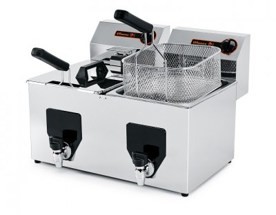 Elektrická fritéza Fiamma FF-15+15TR NV s výpustí - Stolní zařízení - Fritézy a udržovače hranolek - Dvoukošové