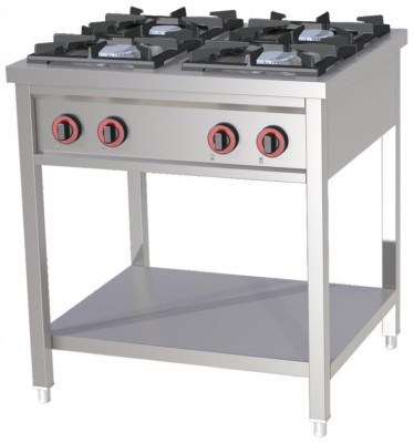 SPF 80G Sporák plynový 1x4kW + 3x7kW (Redfox) - Řada 700 - Linka-700 - Sporáky řada 700