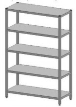 Skladový regál s 5 plnými policemi 2000x400 - Nerezové regály a police - Nerezové regály hloubka 400