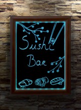 Securit® Barevná světelná LED tabule s dřevěným rámem, mahagon 40x50cm - Barový, restaurační servis a hotelové doplňky - LED nabídkové tabule