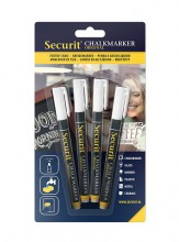 Securit® Tekutý křídový popisovač 1-2mm, sada 4ks bílý - Barový, restaurační servis a hotelové doplňky - Popisovače na tabuli a sklo