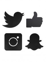 Securit® Popisovací tabule FACEBOOK, INSTAGRAM, TWITTER a SNAP CHAT  s popisovačem a lepící páskou, černá - Barový, restaurační servis a hotelové doplňky - Nalepovací popisovací tabule