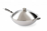 WOK nerezová pánev s poklicí Ø360mm HENDI 239773 - Hrnce, Pekáče, Pánve