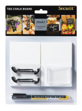 Securit® 20 bílých popisovacích štítků A7 (omyvatelné) + 1 černý popisovač - Barový, restaurační servis a hotelové doplňky - Zapichovací popisovací tabulky - cenovky