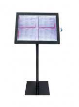 Securit® Osvětlená zasklená LED tabule 4 x A4, s postavcem a stojanem, černá - Barový, restaurační servis a hotelové doplňky - LED nabídkové tabule